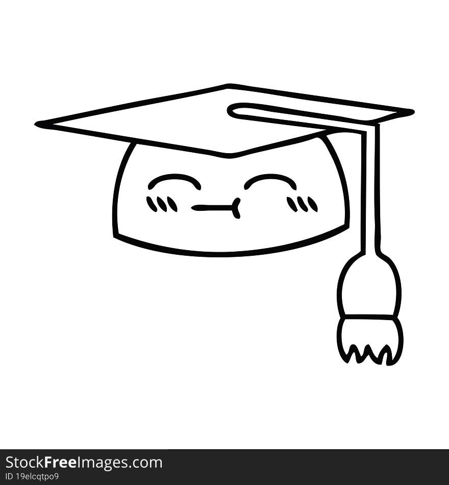 Line Drawing Cartoon Graduation Hat