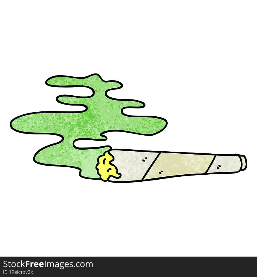 hand drawn quirky cartoon lit joint. hand drawn quirky cartoon lit joint