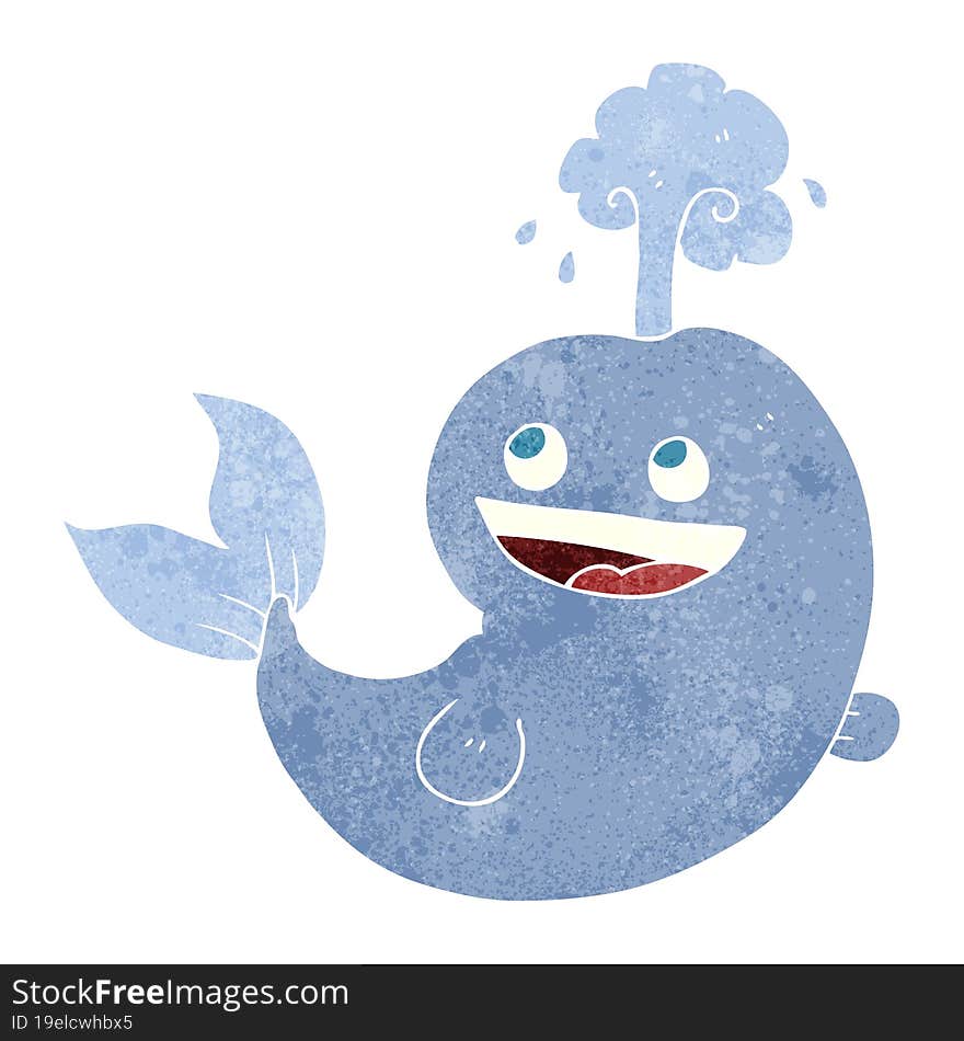 retro cartoon whale spouting water