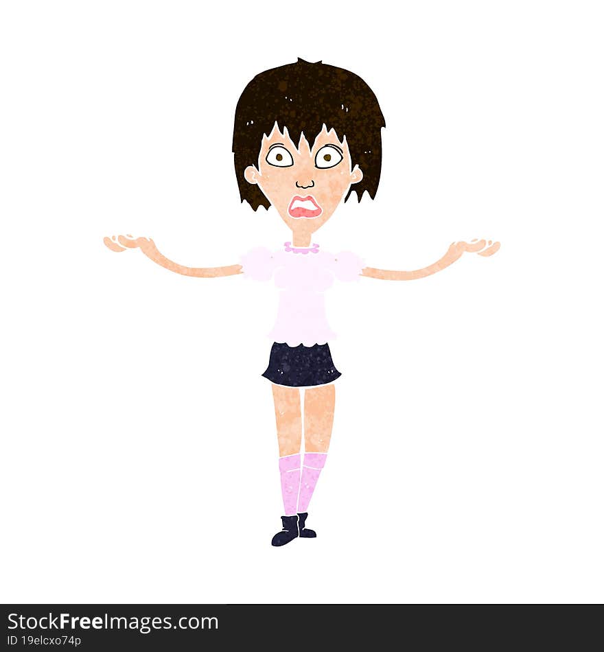 cartoon woman shrugging shoulders