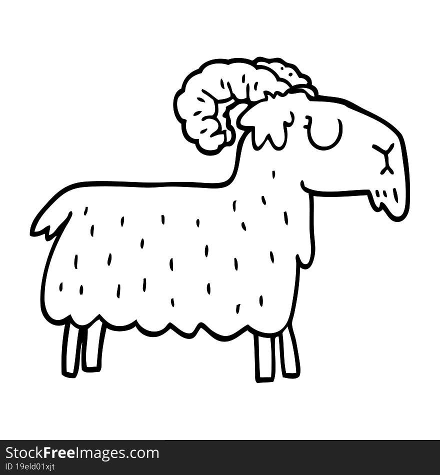 line drawing cartoon stubborn goat