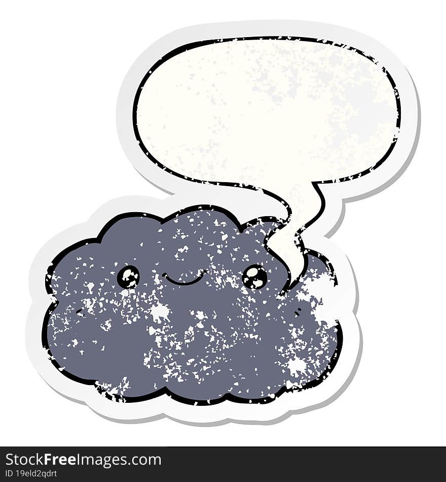 Cartoon Cloud And Speech Bubble Distressed Sticker