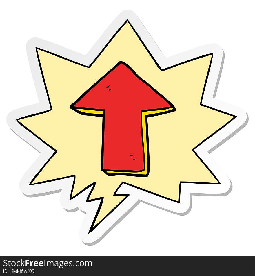 cartoon pointing arrow with speech bubble sticker