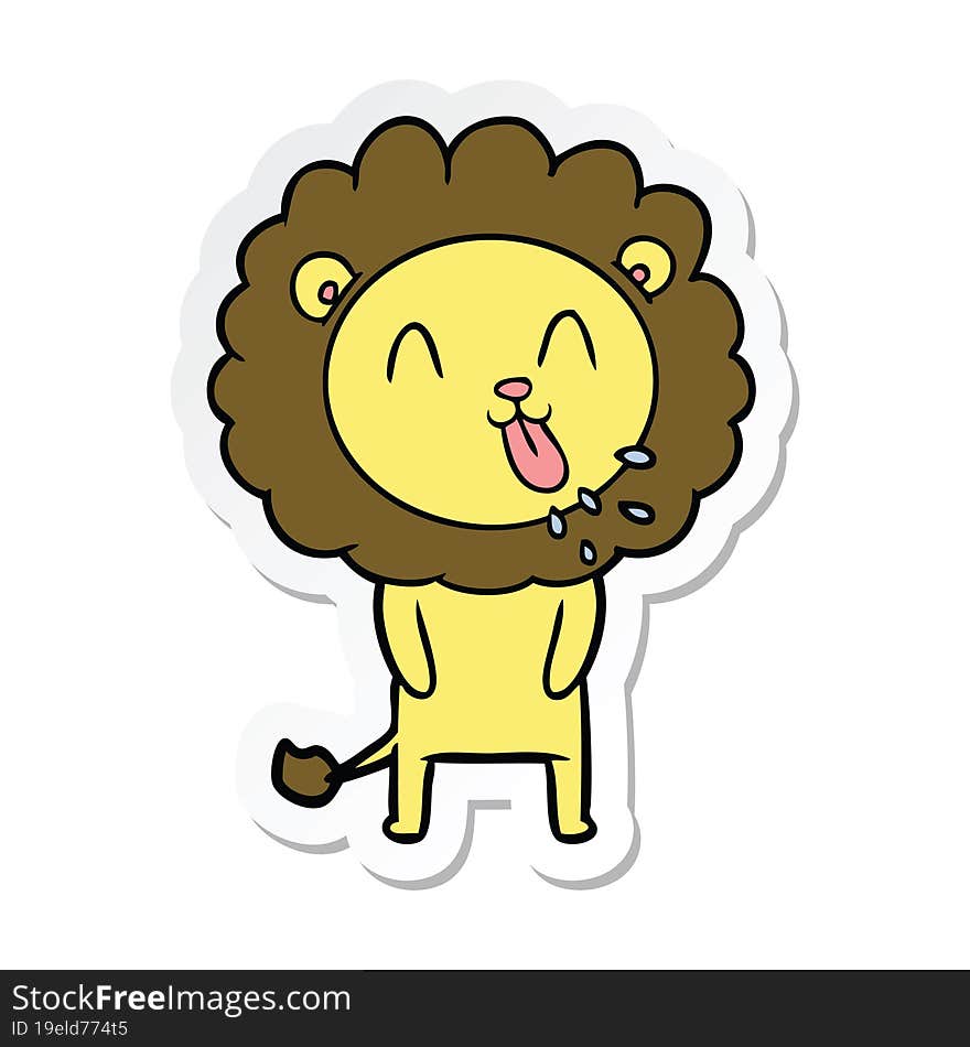 sticker of a happy cartoon lion