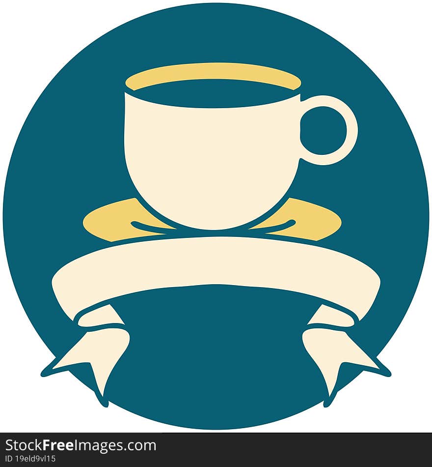 Icon With Banner Of A Cup Of Coffee