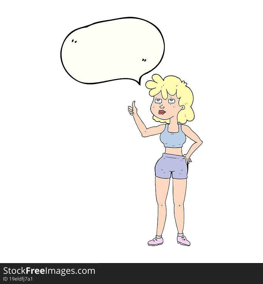 speech bubble cartoon gym woman