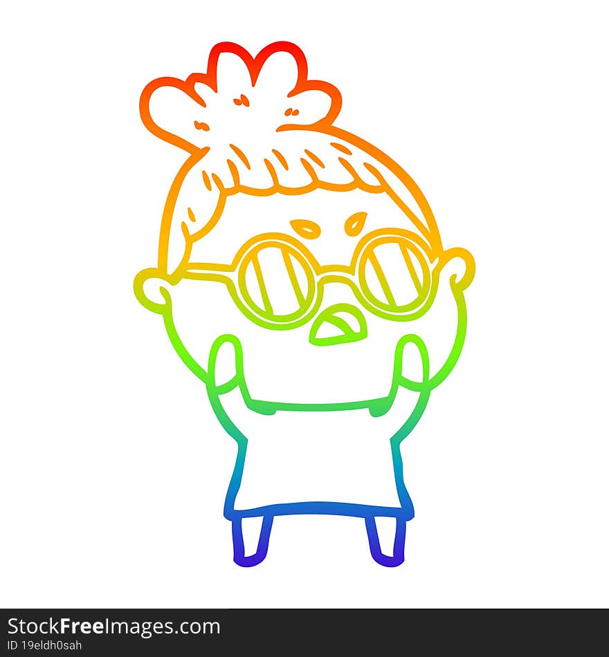 rainbow gradient line drawing cartoon annoyed woman