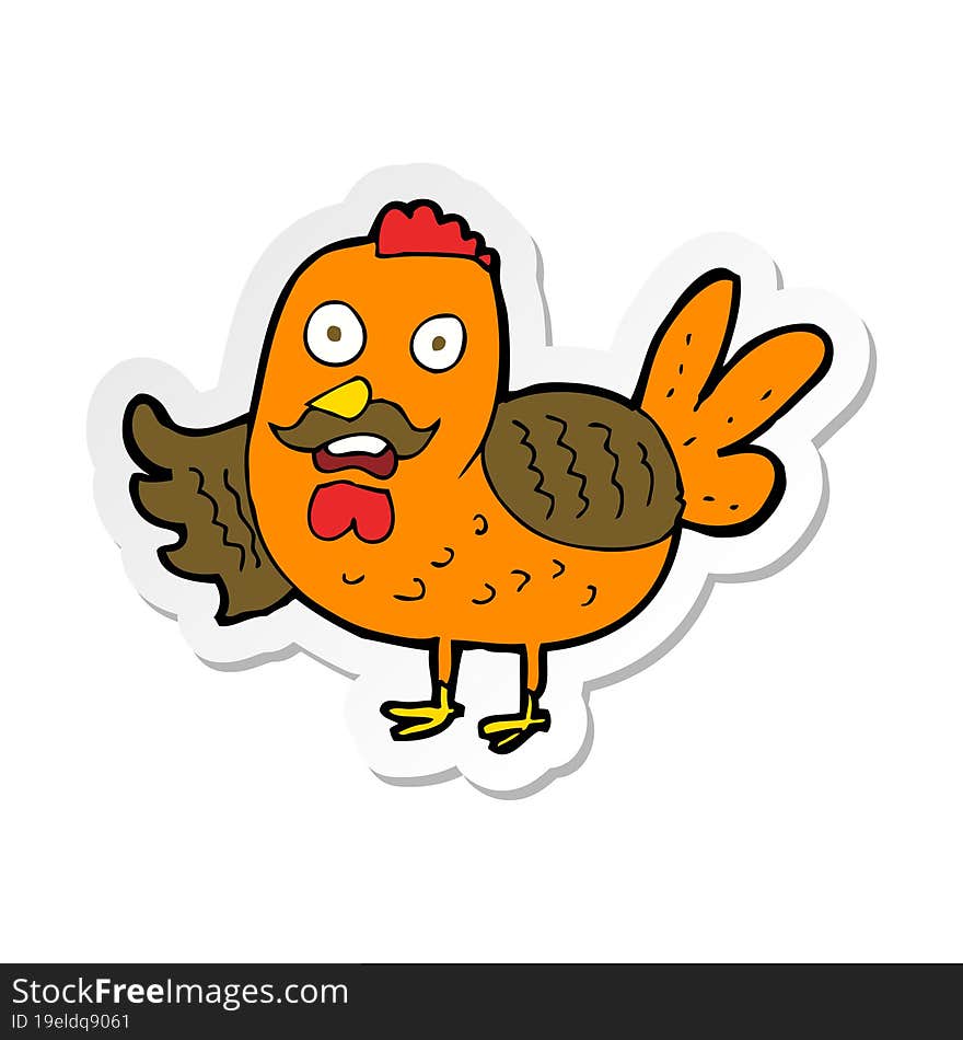 sticker of a cartoon old rooster