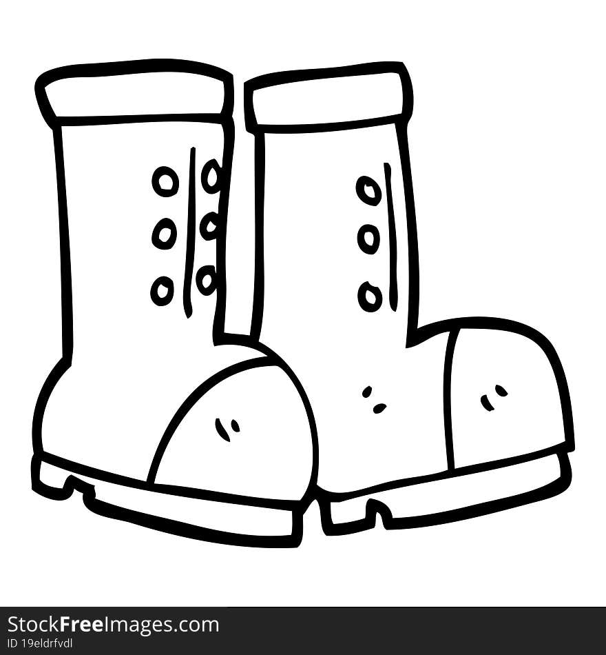 Black And White Cartoon Work Boots