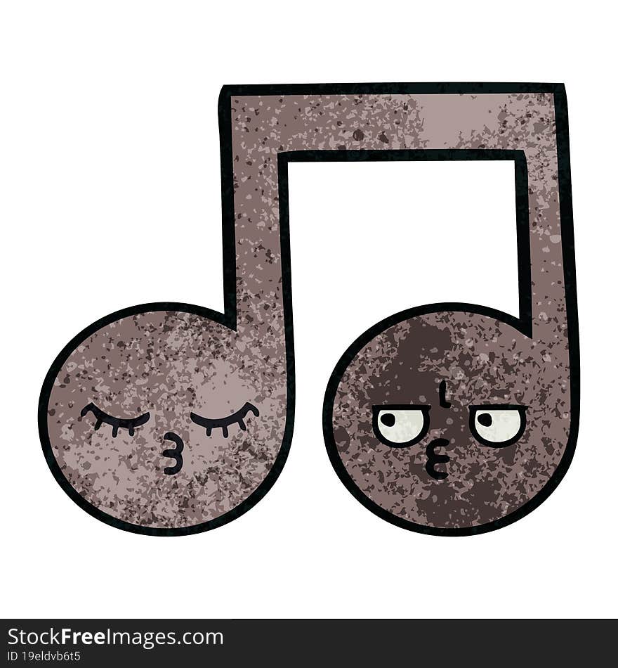 retro grunge texture cartoon musical note