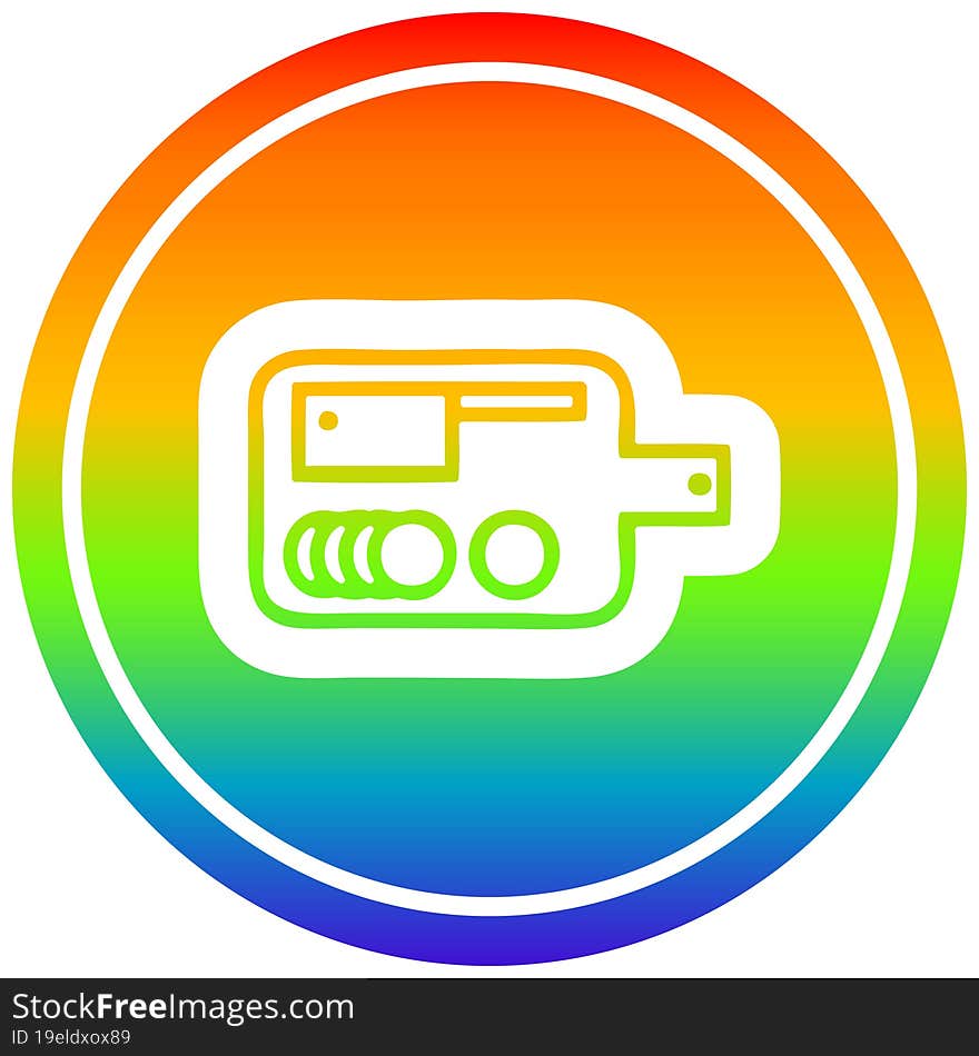 chopping board circular icon with rainbow gradient finish. chopping board circular icon with rainbow gradient finish