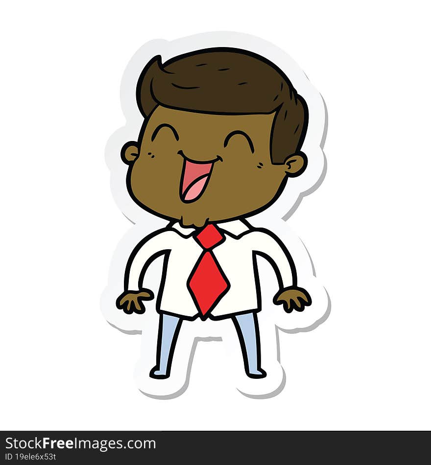 sticker of a cartoon man laughing