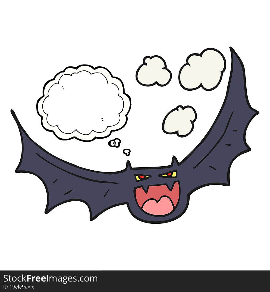 freehand drawn thought bubble cartoon halloween bat