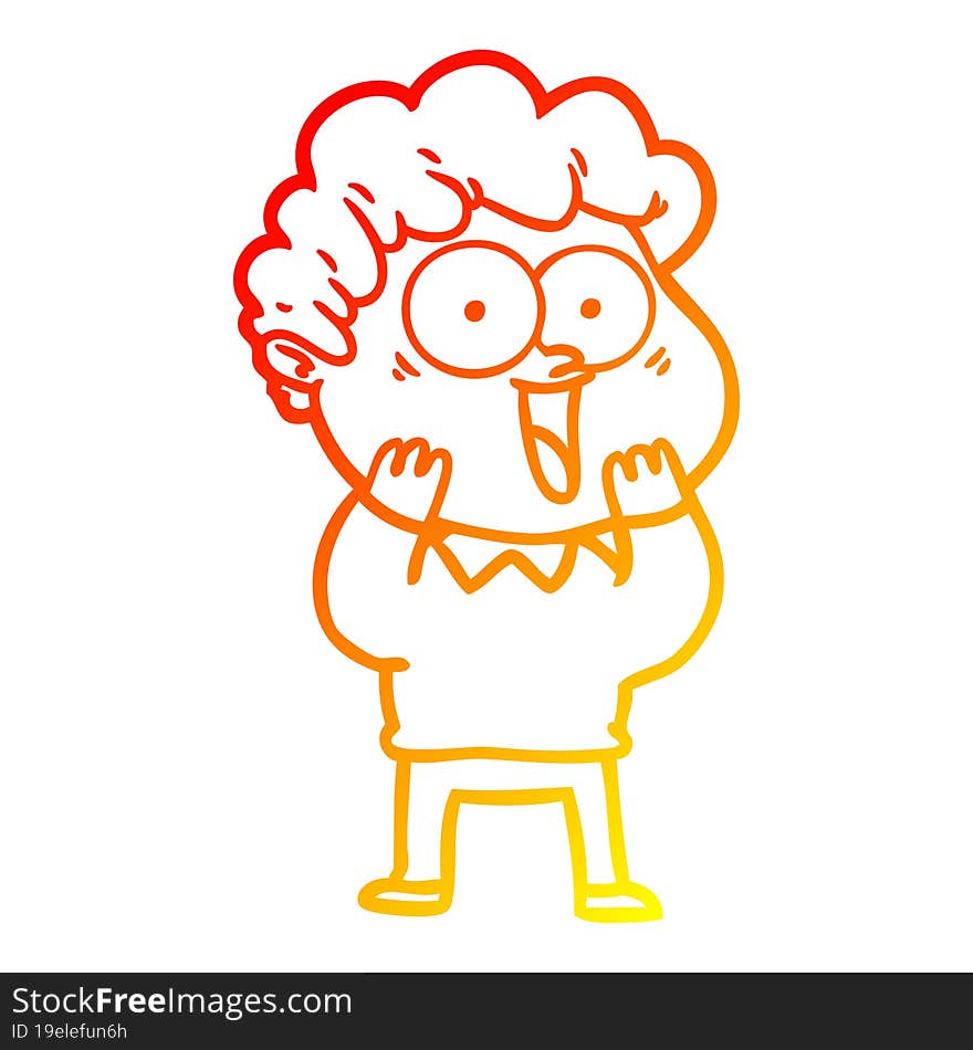 warm gradient line drawing cartoon happy man