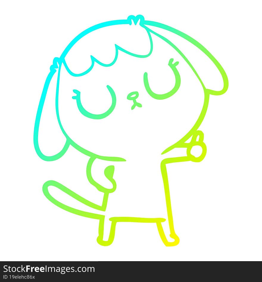 Cold Gradient Line Drawing Cute Cartoon Dog