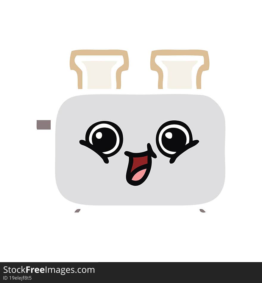 flat color retro cartoon of a toaster