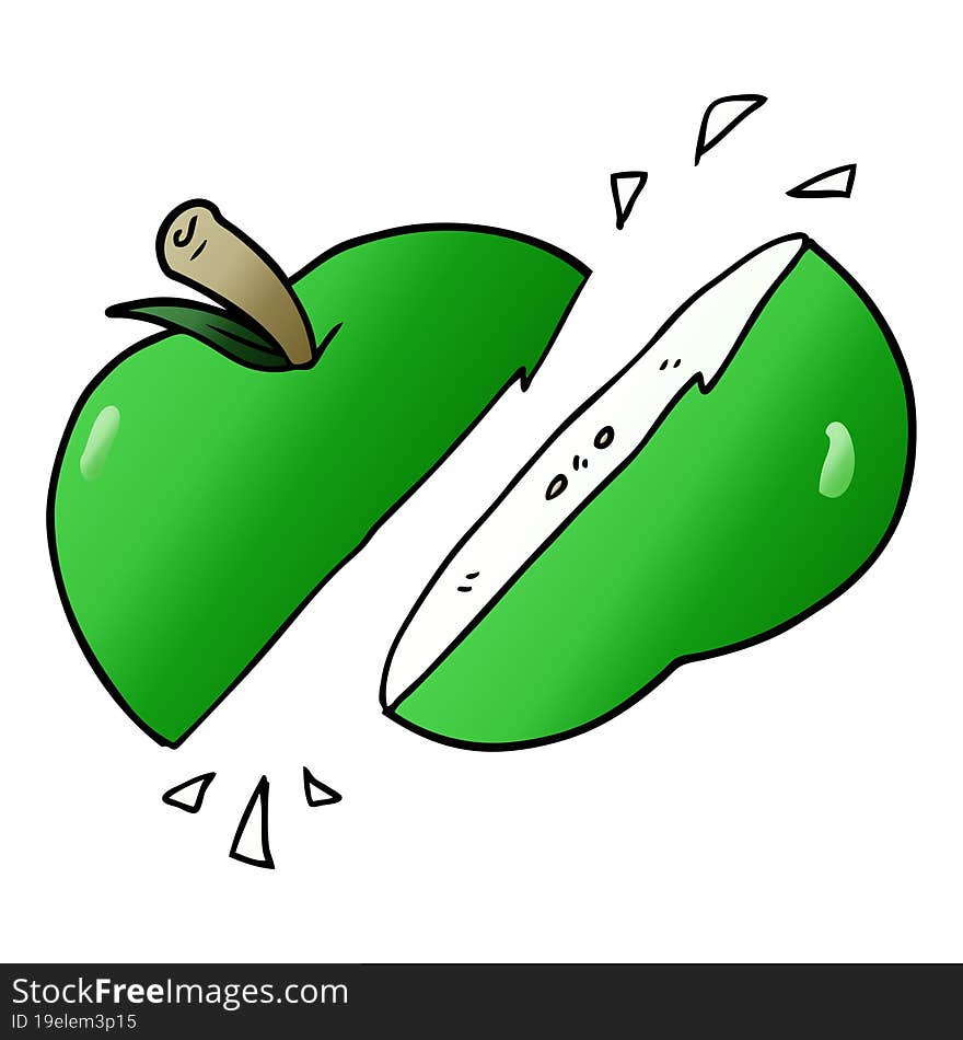 cartoon sliced apple. cartoon sliced apple