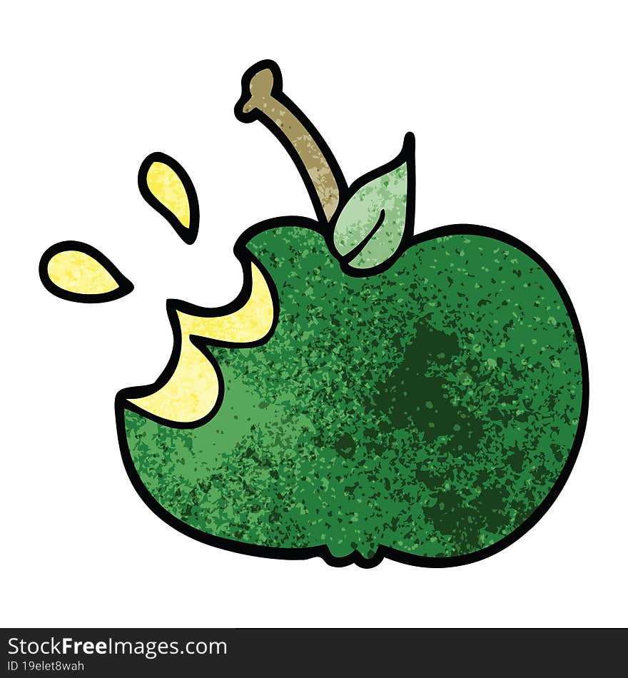 Cartoon Doodle Juicy Bitten Apple