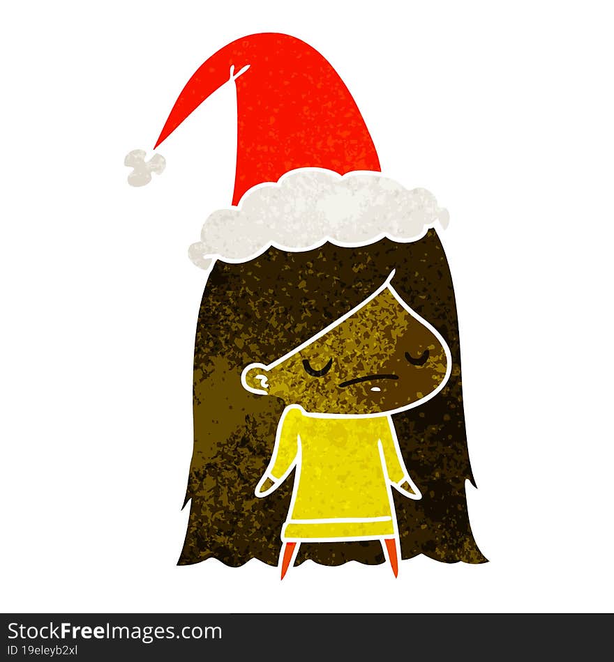 christmas retro cartoon of kawaii girl