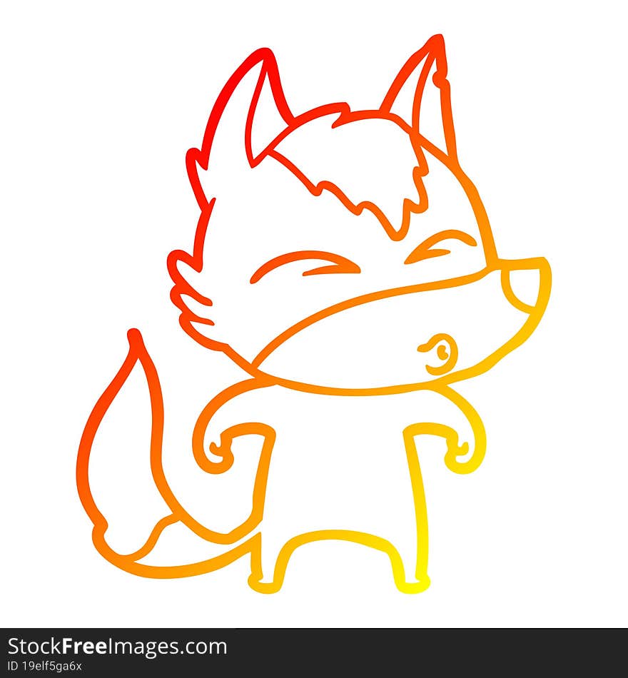 warm gradient line drawing cartoon wolf whistling