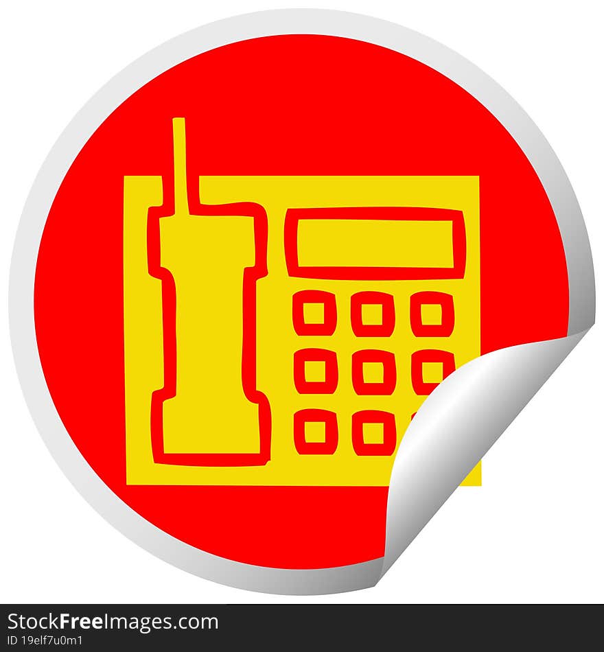 circular peeling sticker cartoon telephone