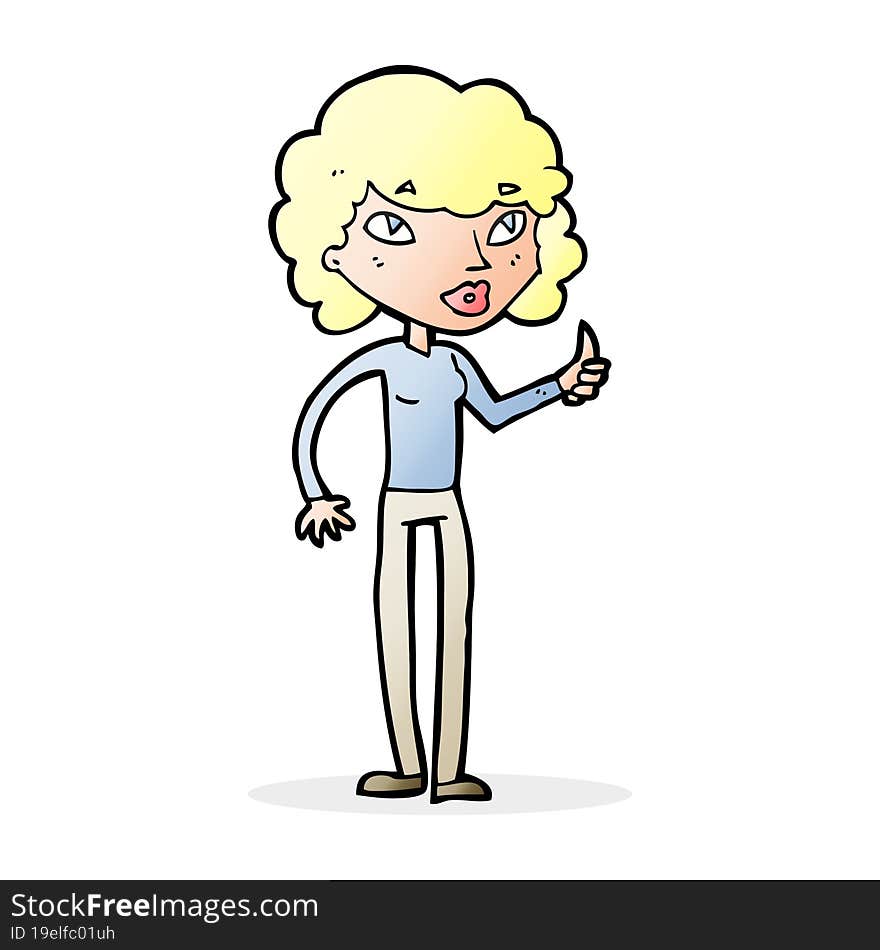 cartoon woman giving thumbs up symbol