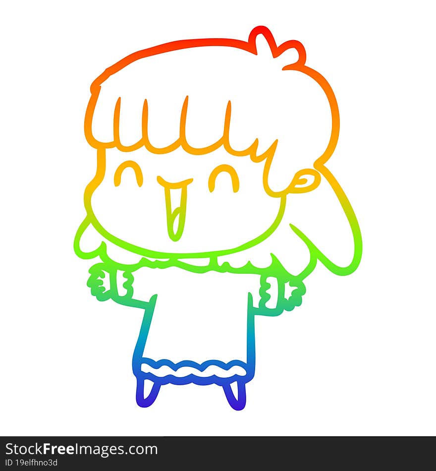 rainbow gradient line drawing of a cartoon woman