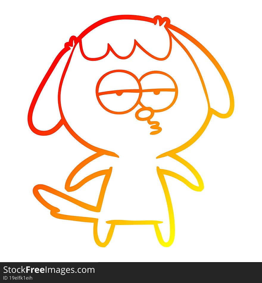 warm gradient line drawing cartoon bored dog