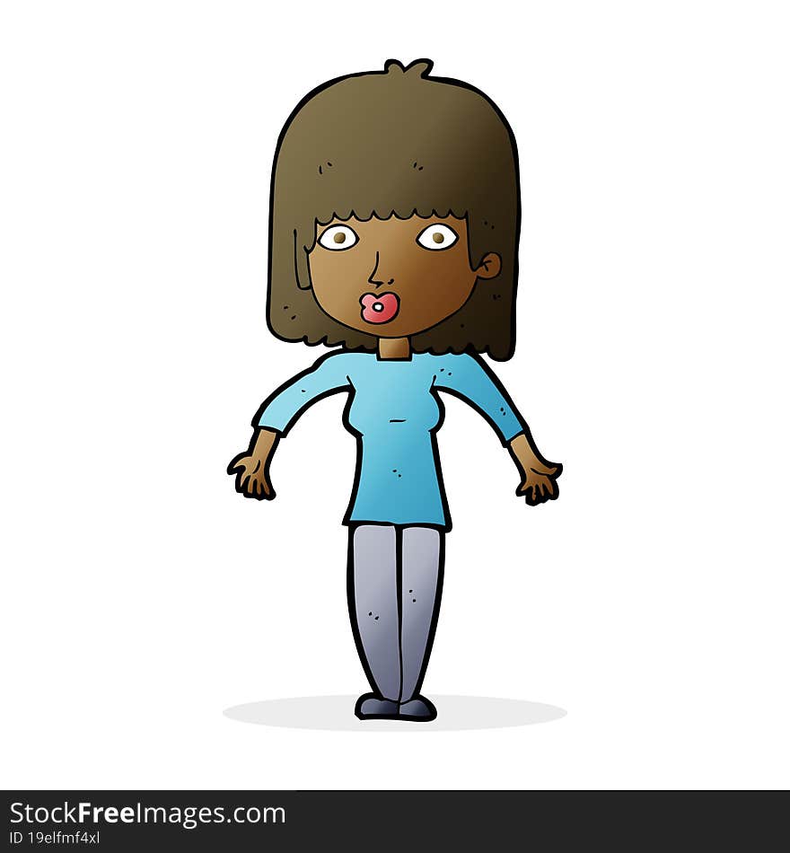 cartoon woman shrugging