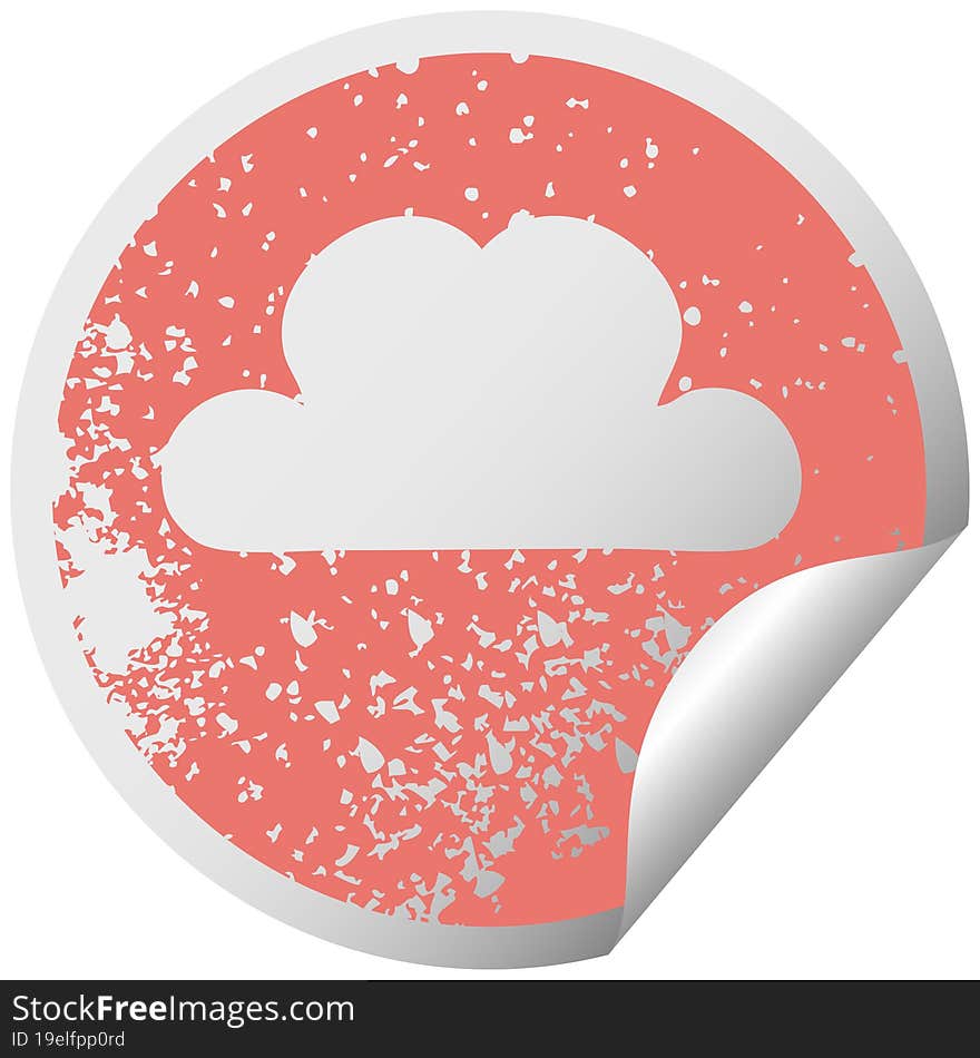 Distressed Circular Peeling Sticker Symbol Rain Cloud