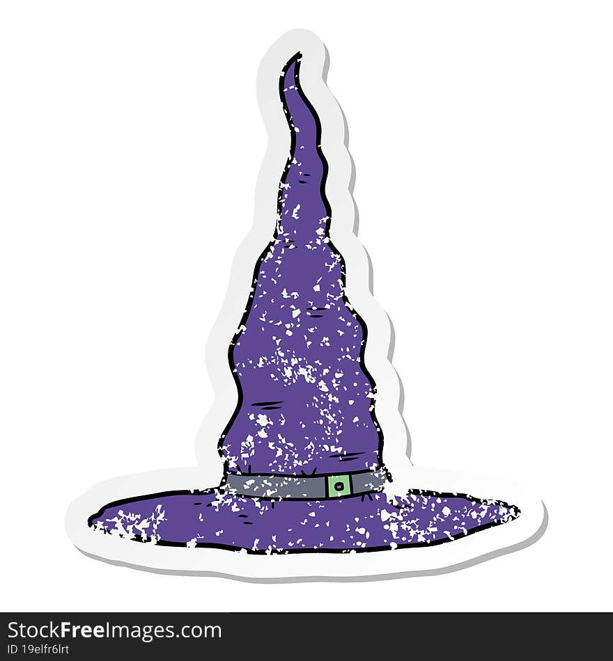 Distressed Sticker Of A Cartoon Witchs Hat