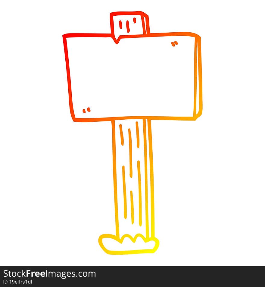 warm gradient line drawing cartoon sign post