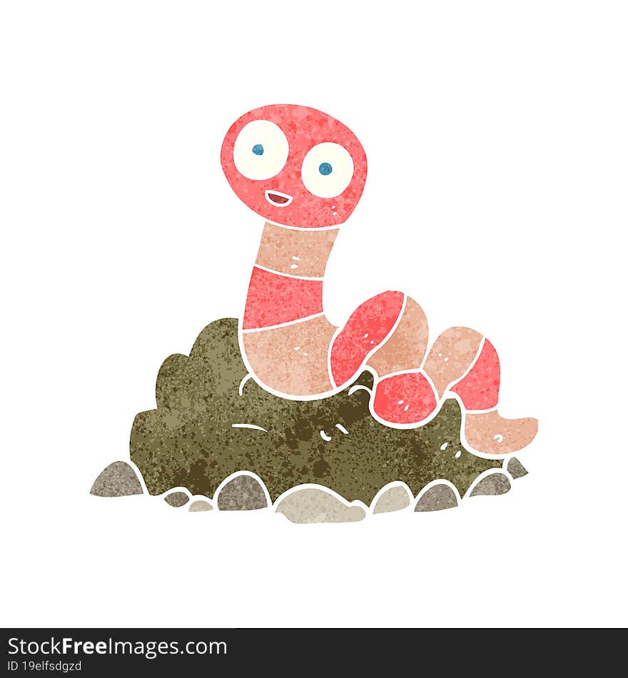 retro cartoon earthworm