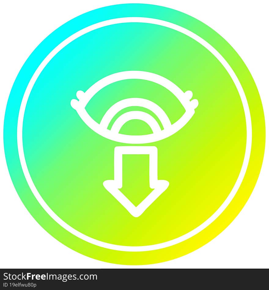 staring eye circular in cold gradient spectrum