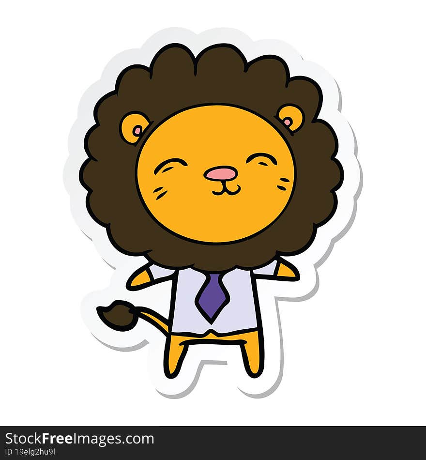 sticker of a cartoon lion in business clothes