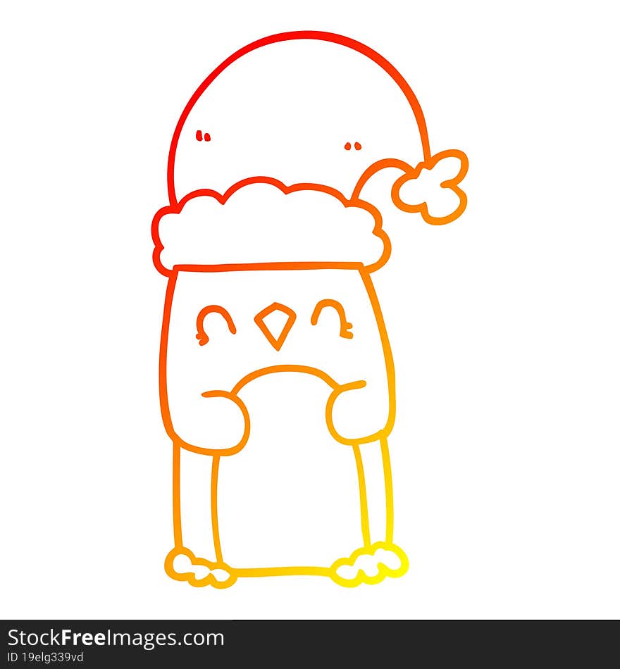 warm gradient line drawing cartoon penguin