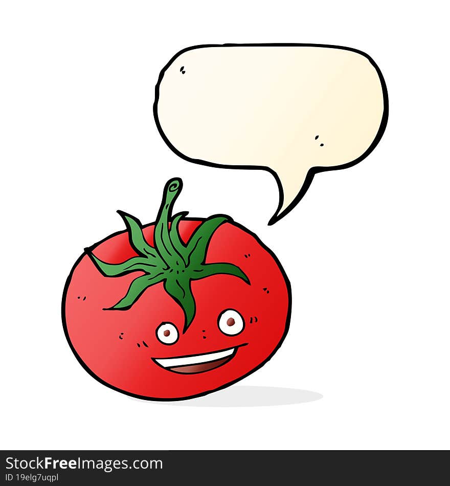 Cartoon Tomato With Speech Bubble