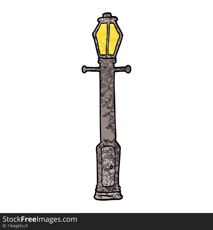 grunge textured illustration cartoon lamp post