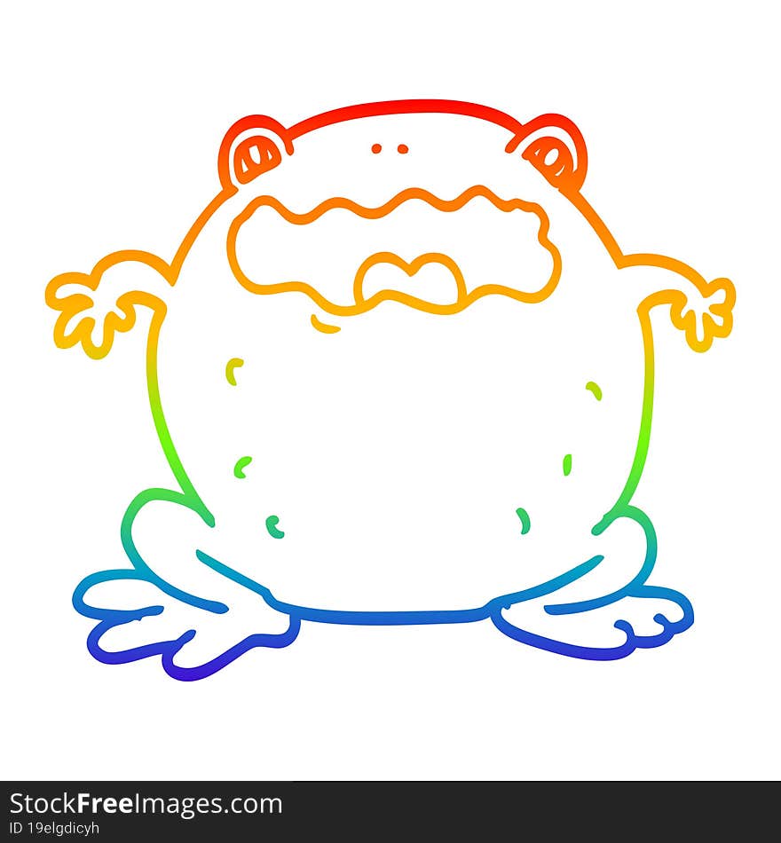 rainbow gradient line drawing cartoon toad