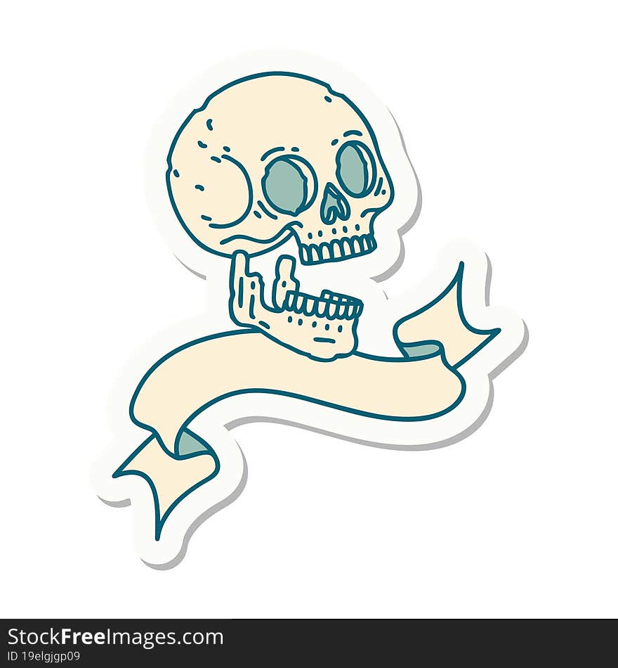 tattoo sticker with banner of a skull