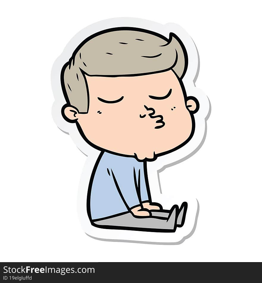 Sticker Of A Cartoon Model Guy Pouting