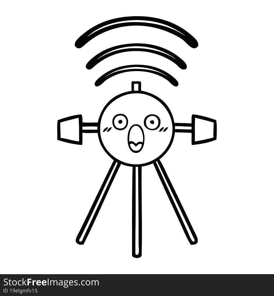 line drawing cartoon satellite