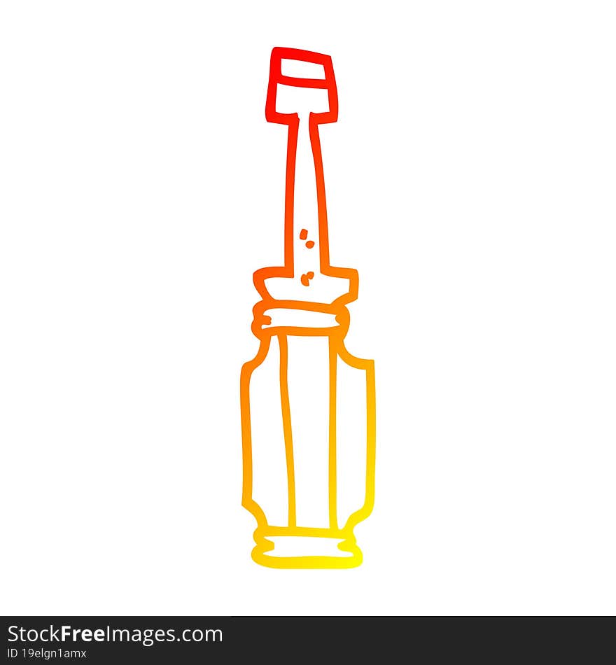 warm gradient line drawing cartoon screwdriver tool