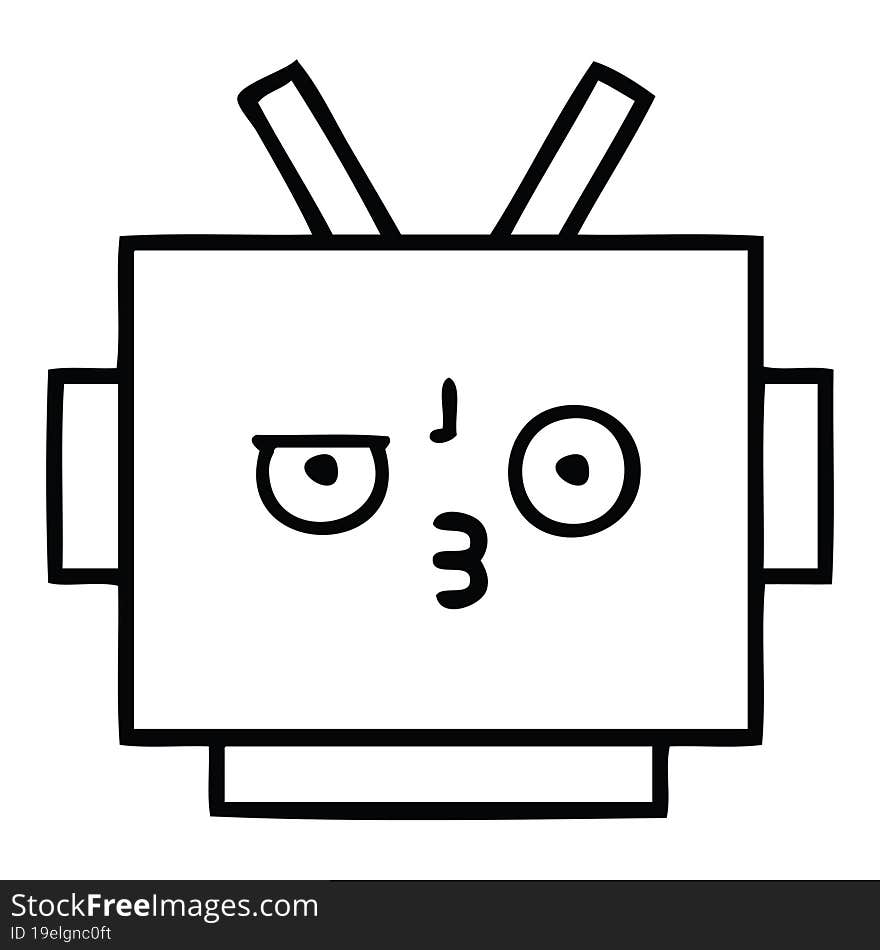 Line Drawing Cartoon Robot Head