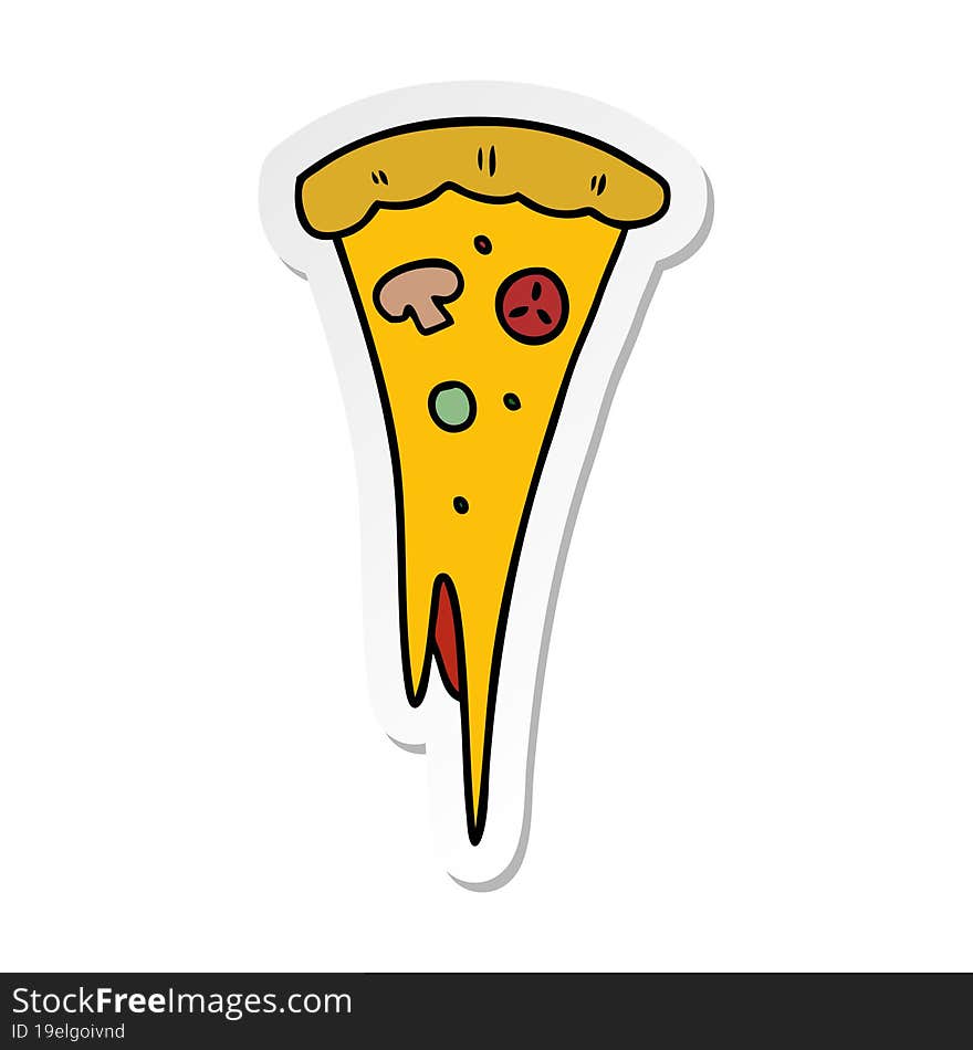 sticker cartoon doodle of a slice of pizza