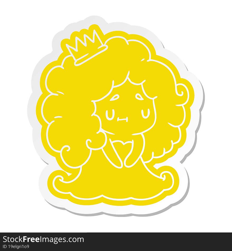 cartoon sticker of a cute kawaii princess girl