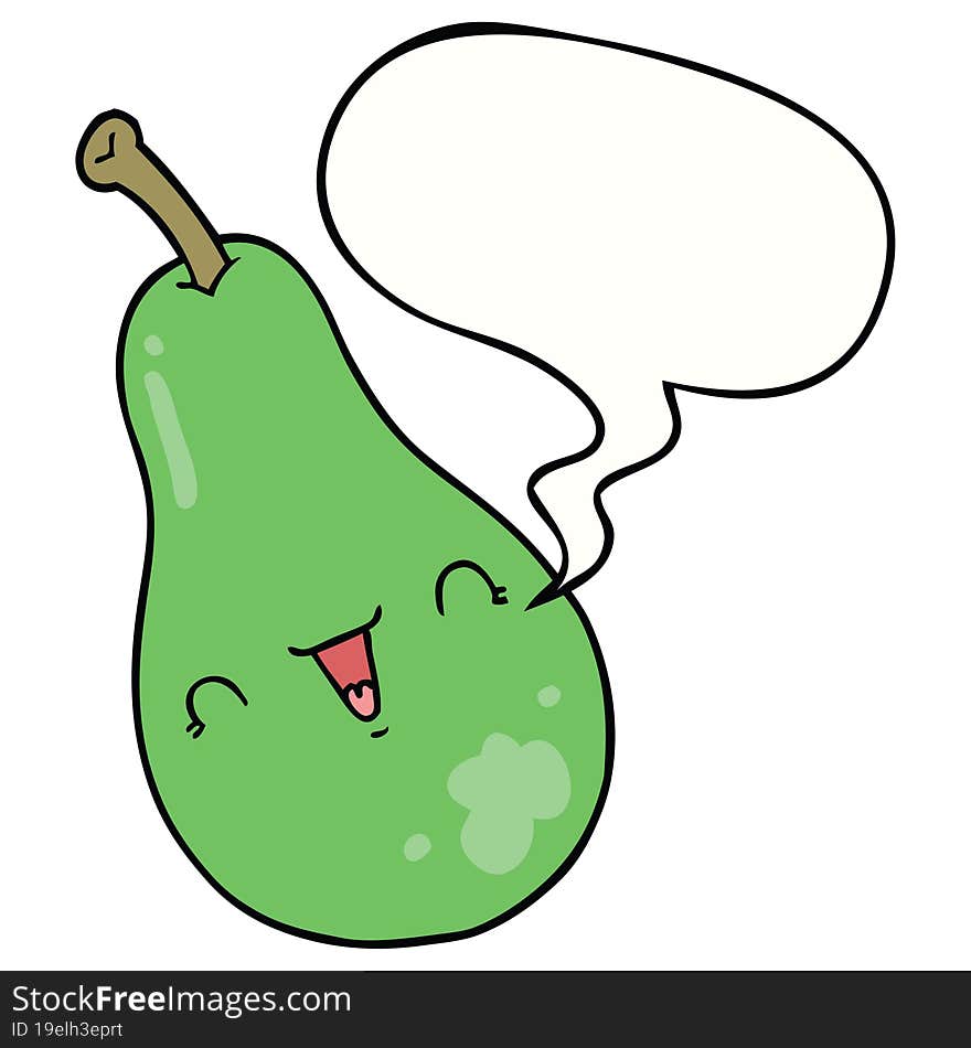 Cartoon Pear And Speech Bubble