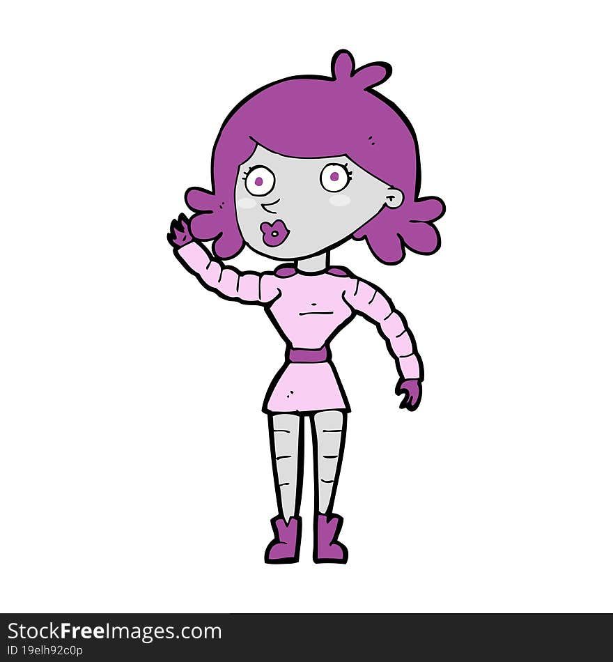 cartoon robot woman waving