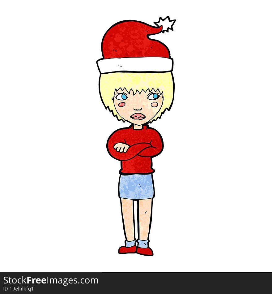 Cartoon Woman Ready For Christmas