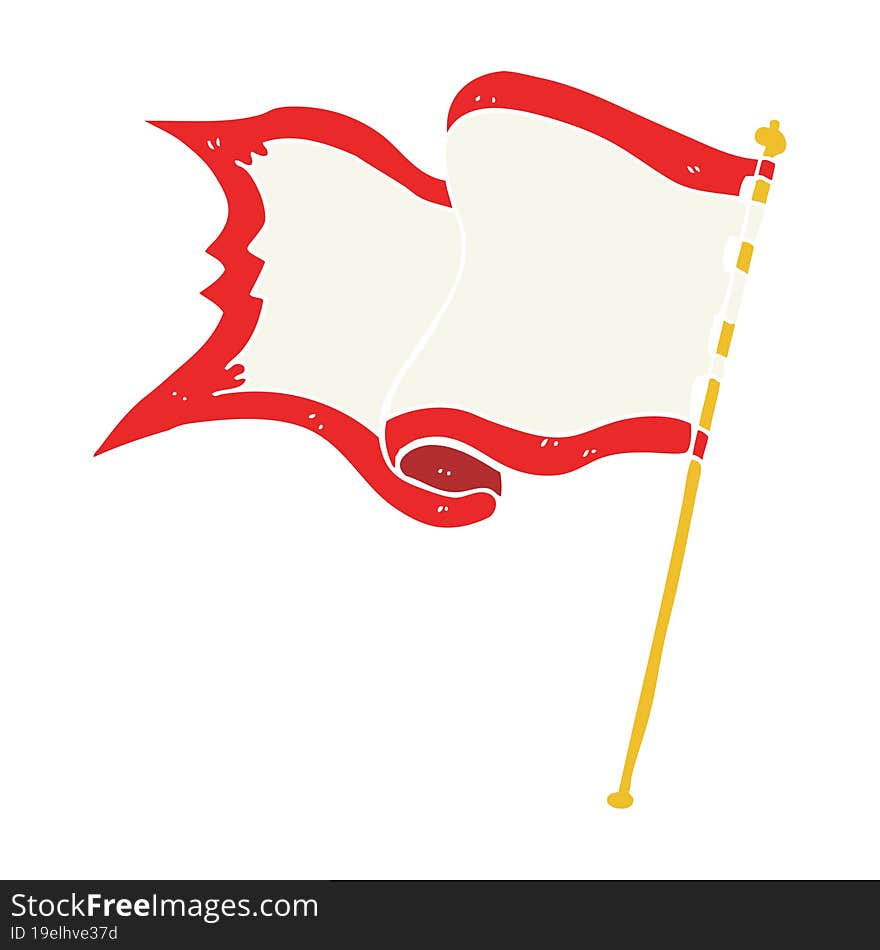 flat color illustration of a cartoon flag blowing in wind